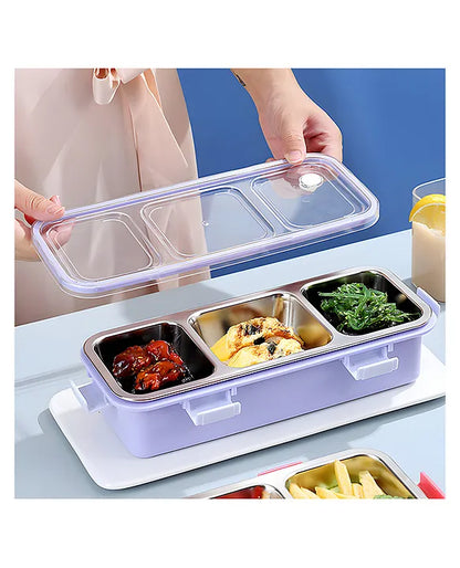 HOK Stainless Steel 3 Compartment Lunch Box