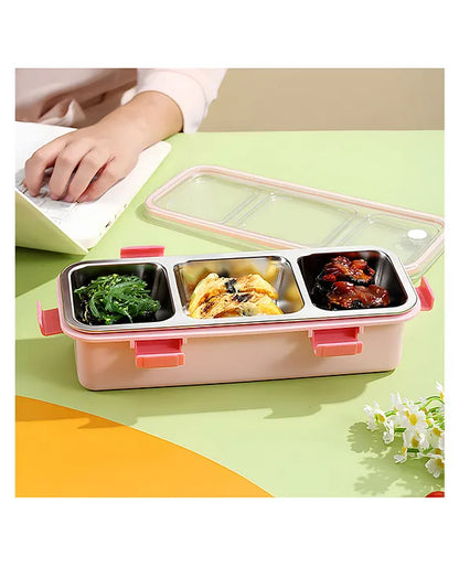 HOK Stainless Steel 3 Compartment Lunch Box