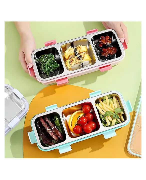 HOK Stainless Steel 3 Compartment Lunch Box