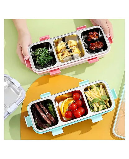 HOK Stainless Steel 3 Compartment Lunch Box