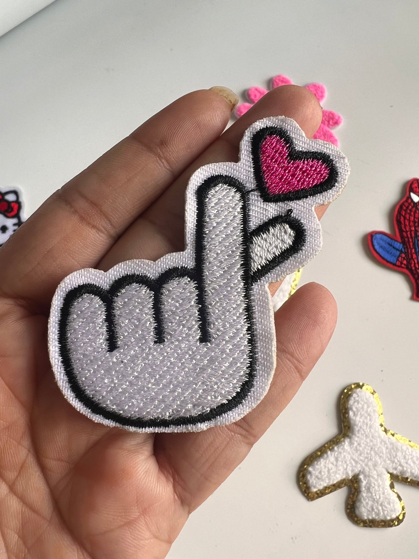 DIY HOK Cartoon Gold Chenille Embroidery Patch Varsity Iron on Sew on Decorative Repair Applique Patches with Gold Border for Clothing Bags DIY Art & Craft