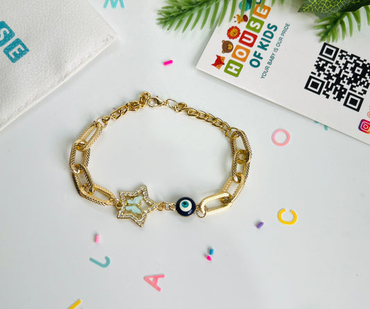 HOK Beautiful Chain Bracelet with Diamond Butterfly and Evil Eye