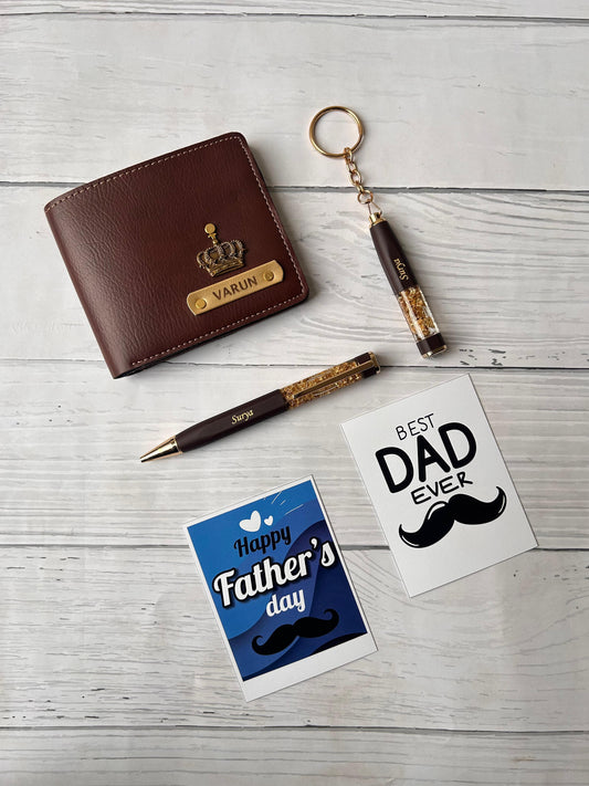 Personalised Father’s Day Hamper - Wallet, Keychain, Pen and 2 cards