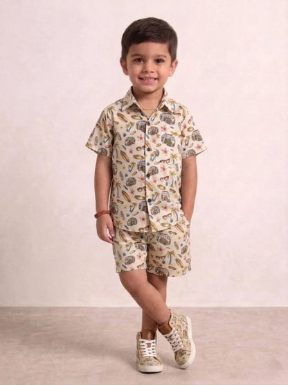 Boys Pure Cotton Printed Co-Ord Set