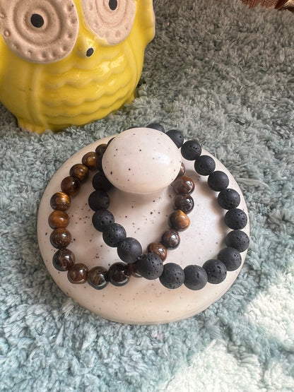 Lava and Tiger Eye Beads Bracelet