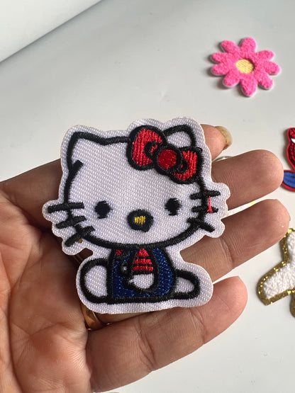 DIY HOK Cartoon Gold Chenille Embroidery Patch Varsity Iron on Sew on Decorative Repair Applique Patches with Gold Border for Clothing Bags DIY Art & Craft