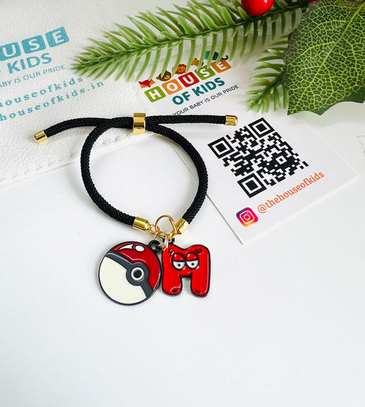 HOK Adjustable Thread Rakhi Bracelet - Doddle Alphabet - Select Charm - Random Thread Color - FREE SHIPPING