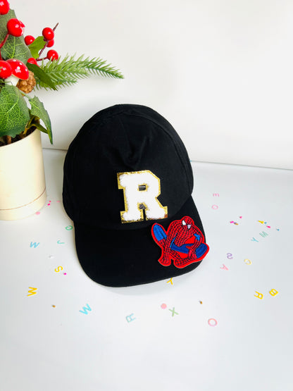 HOK Personalised Cap with Initial Gold Chenille Patches Letter Alphabet