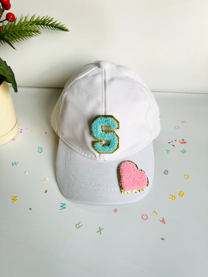HOK Personalised Cap with Initial Gold Chenille Patches Letter Alphabet