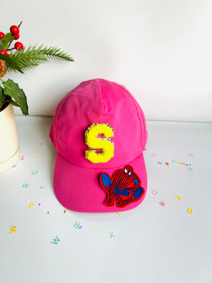 HOK Personalised Cap with Initial Gold Chenille Patches Letter Alphabet