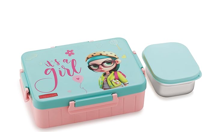 Kids Divine Big Stainless Steel Lunch Box with steel Veggie Box- 1600 ml