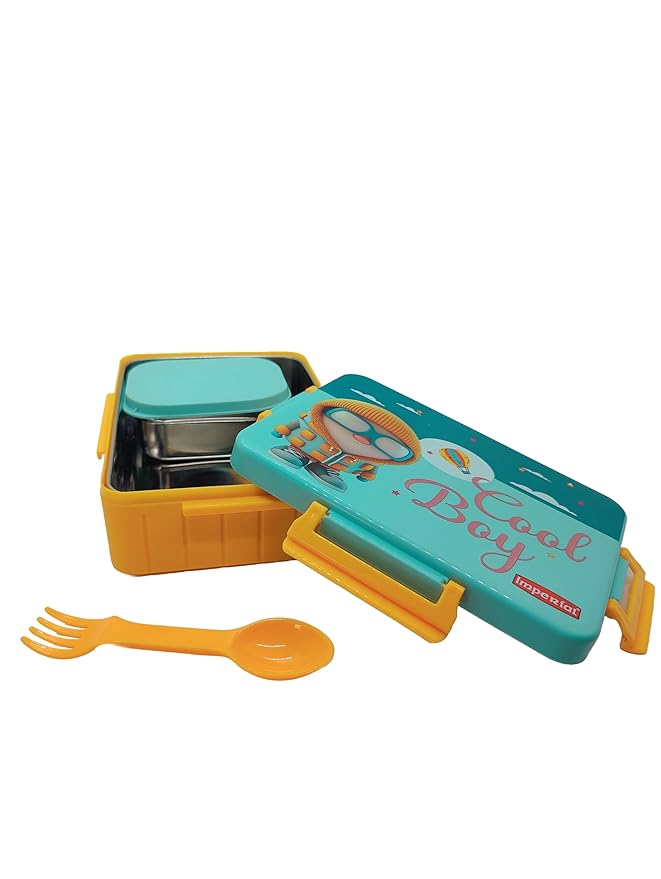 Kids Divine Small Stainless Steel Lunch Box with Steel Veggie Box- 1300 ml