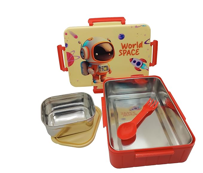 Kids Divine Big Stainless Steel Lunch Box with steel Veggie Box- 1600 ml