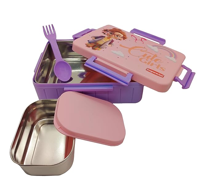 Kids Divine Small Stainless Steel Lunch Box with Steel Veggie Box- 1300 ml