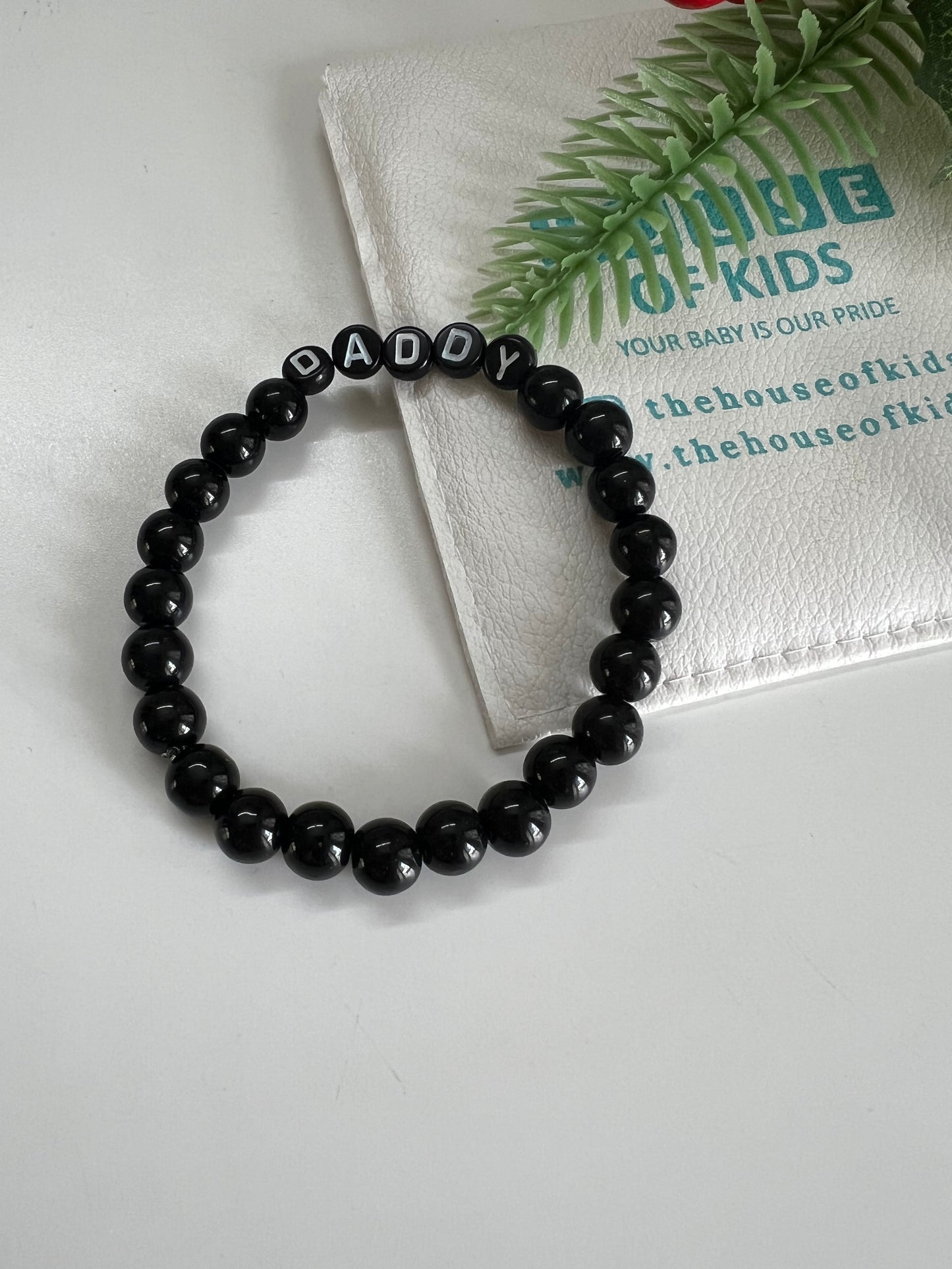 Personalised Black Beads Bracelet