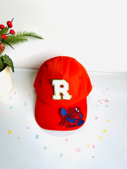HOK Personalised Cap with Initial Gold Chenille Patches Letter Alphabet