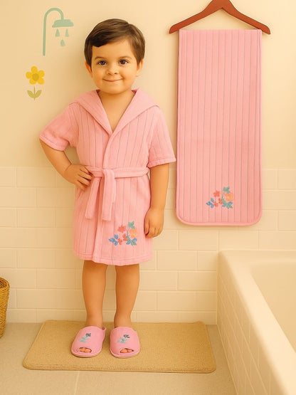 HOK 3 pcs Unique Kids Bathrobe Set - Bathrobe, Towel & Slippers