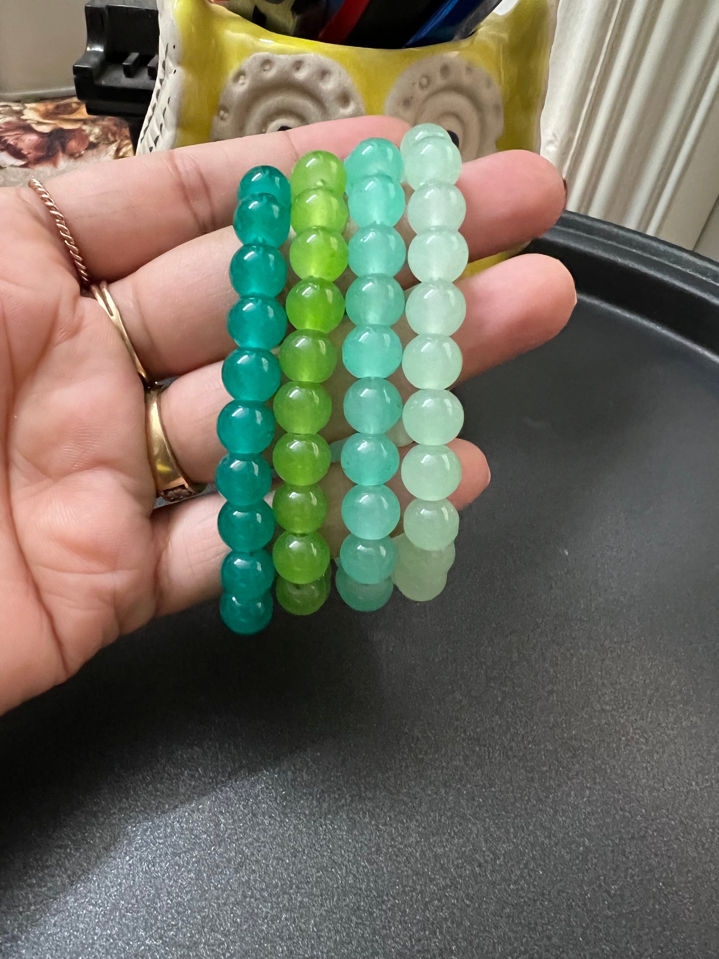 Shades of Green Beads Bracelet- Set of 4