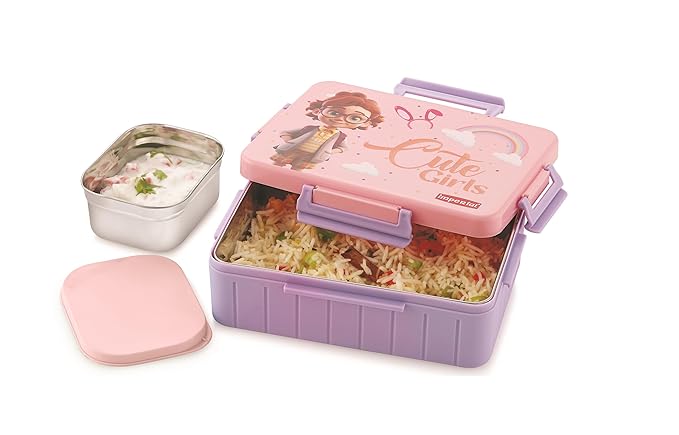 Kids Divine Small Stainless Steel Lunch Box with Steel Veggie Box- 1300 ml