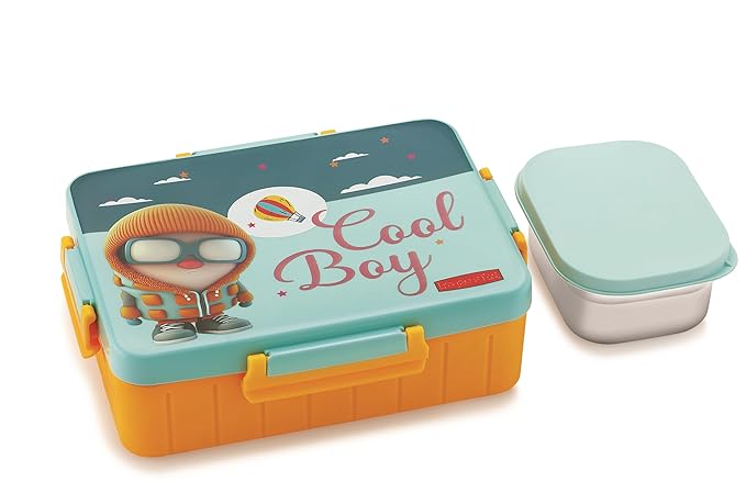 Kids Divine Big Stainless Steel Lunch Box with steel Veggie Box- 1600 ml