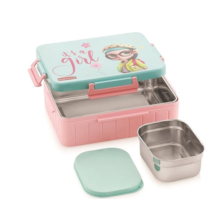 Kids Divine Big Stainless Steel Lunch Box with steel Veggie Box- 1600 ml