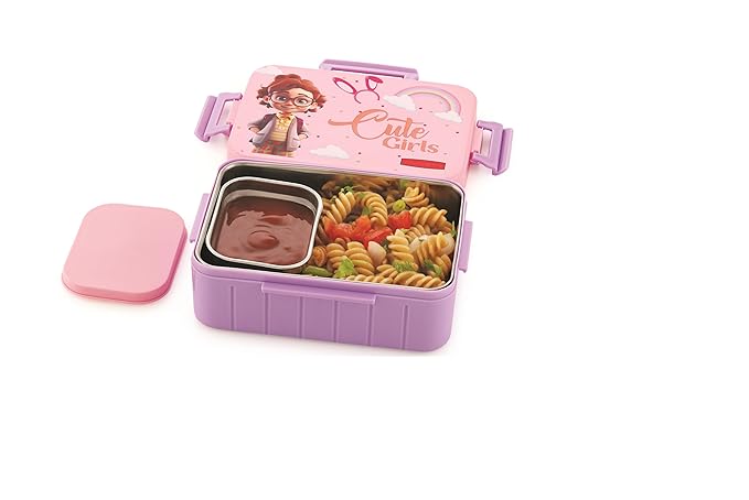 Kids Divine Small Stainless Steel Lunch Box with Steel Veggie Box- 1300 ml