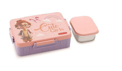 Kids Divine Small Stainless Steel Lunch Box with Steel Veggie Box- 1300 ml