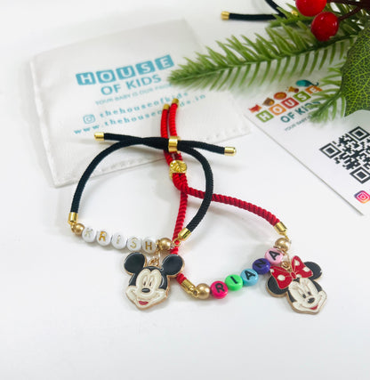 Personalised Name Rakhi Bracelet Adjustable Thread - With Charm - Random Thread Color - FREE SHIPPING