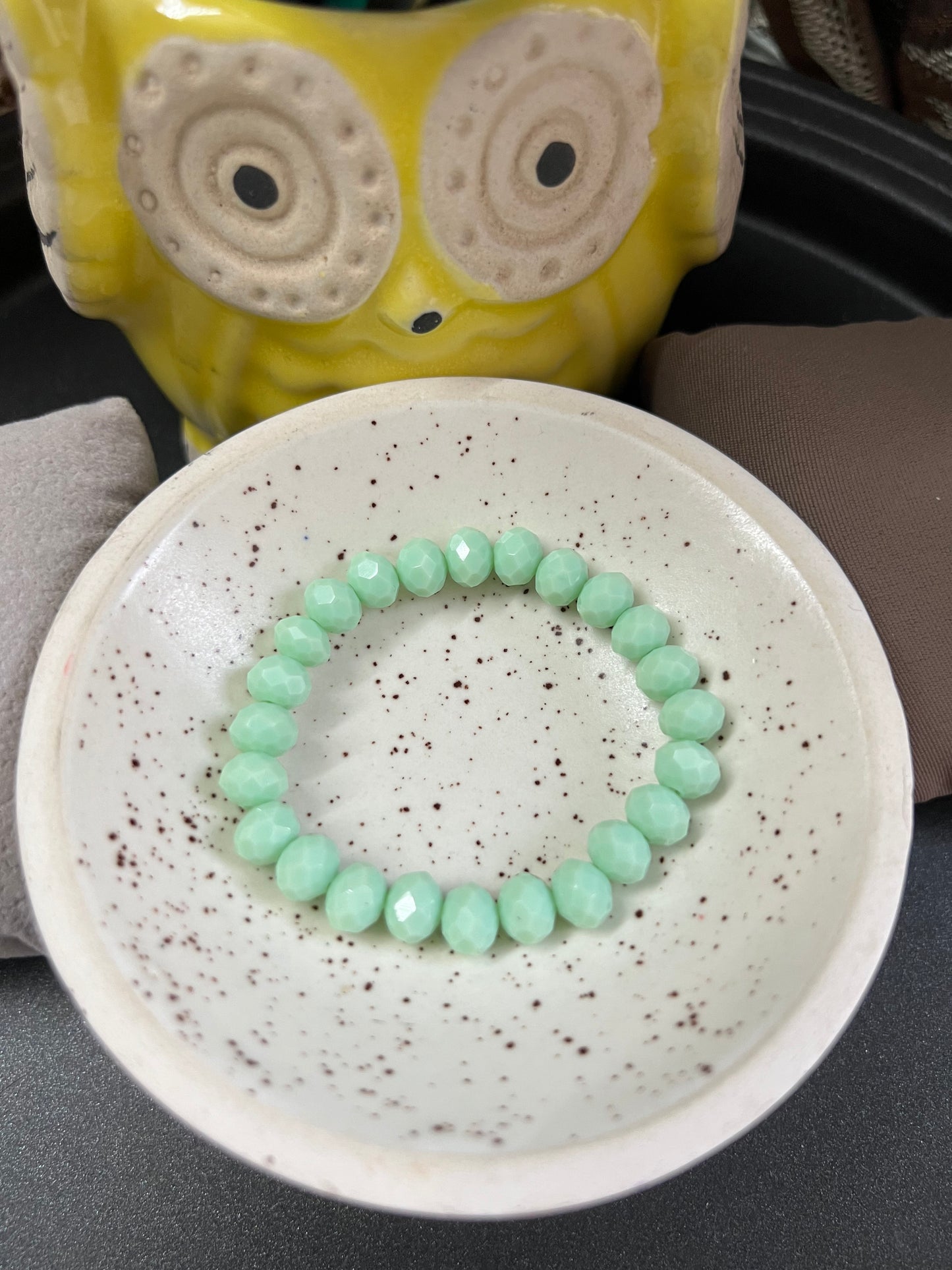 Mint Green Crystal Glass Beads Bracelet