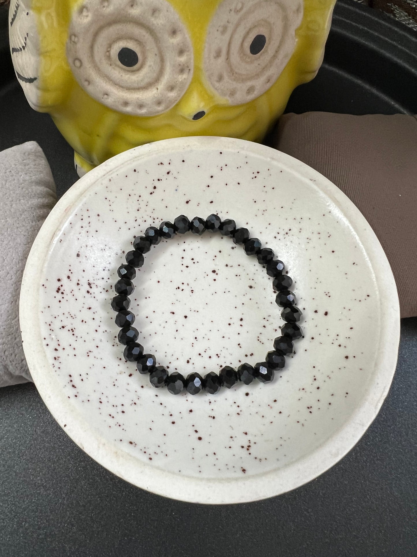 Black Crystal Glass Beads Bracelet