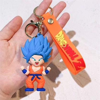 Keychain with character figure and 'Dragon Ball Z' tag held in a hand against a light background