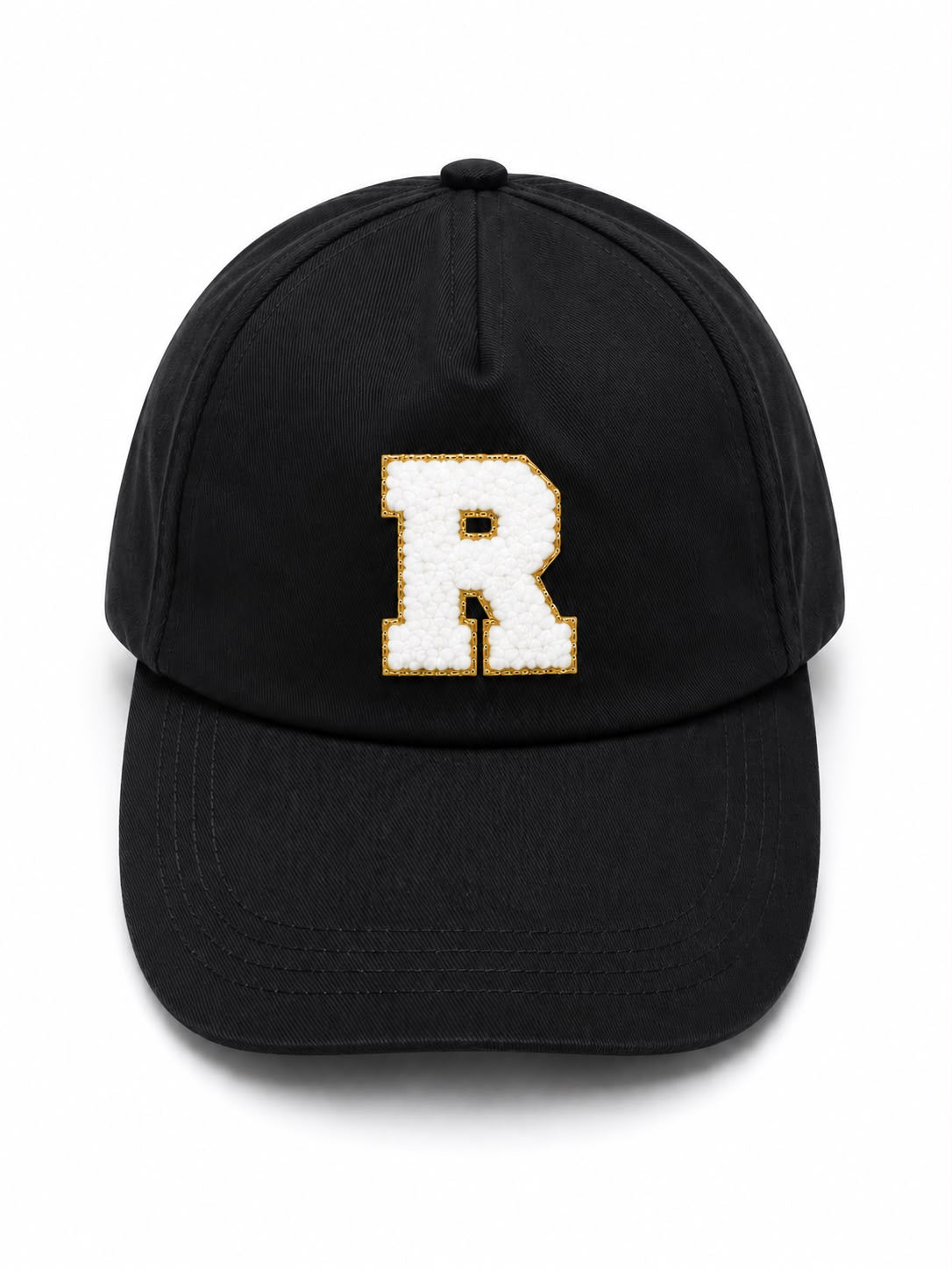 Personalised Cap with Initial Gold Chenille Patch Letter Alphabet