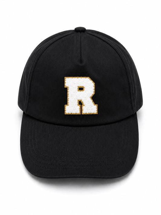 Personalised Cap with Initial Gold Chenille Patch Letter Alphabet