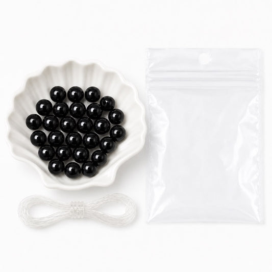 Plain Glass Beads - Pack of 25 beads and a thread | 8mm Beads