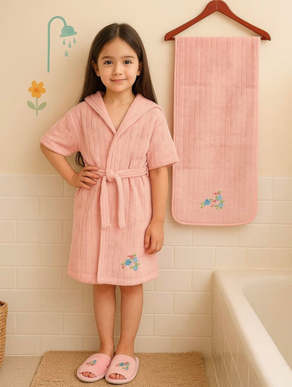 HOK 3 pcs Unique Kids Bathrobe Set - Bathrobe, Towel & Slippers