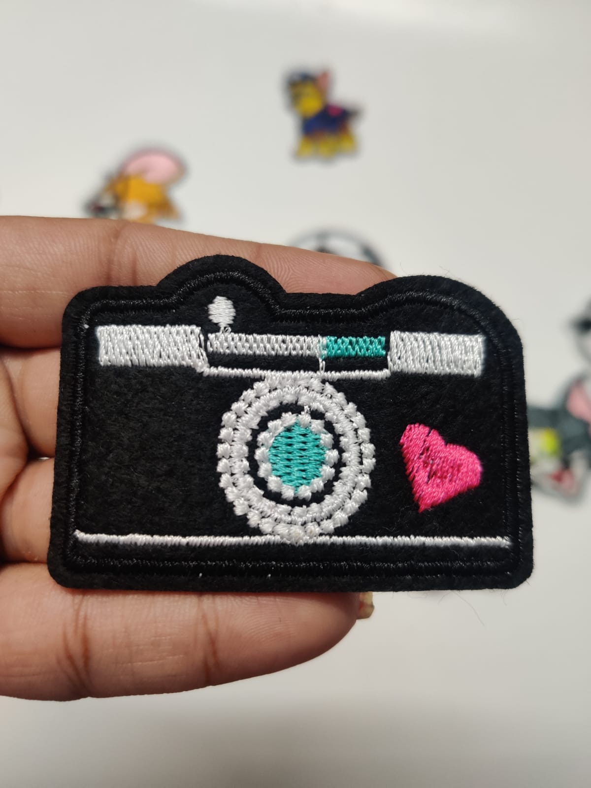 DIY HOK Cartoon Gold Chenille Embroidery Patch Varsity Iron on Sew on Decorative Repair Applique Patches with Gold Border for Clothing Bags DIY Art & Craft