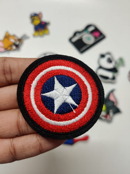 DIY HOK Cartoon Gold Chenille Embroidery Patch Varsity Iron on Sew on Decorative Repair Applique Patches with Gold Border for Clothing Bags DIY Art & Craft