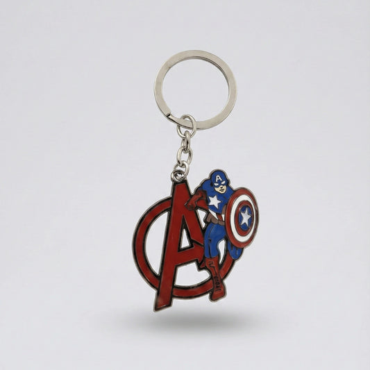 Keychain with Captain America design on a white background