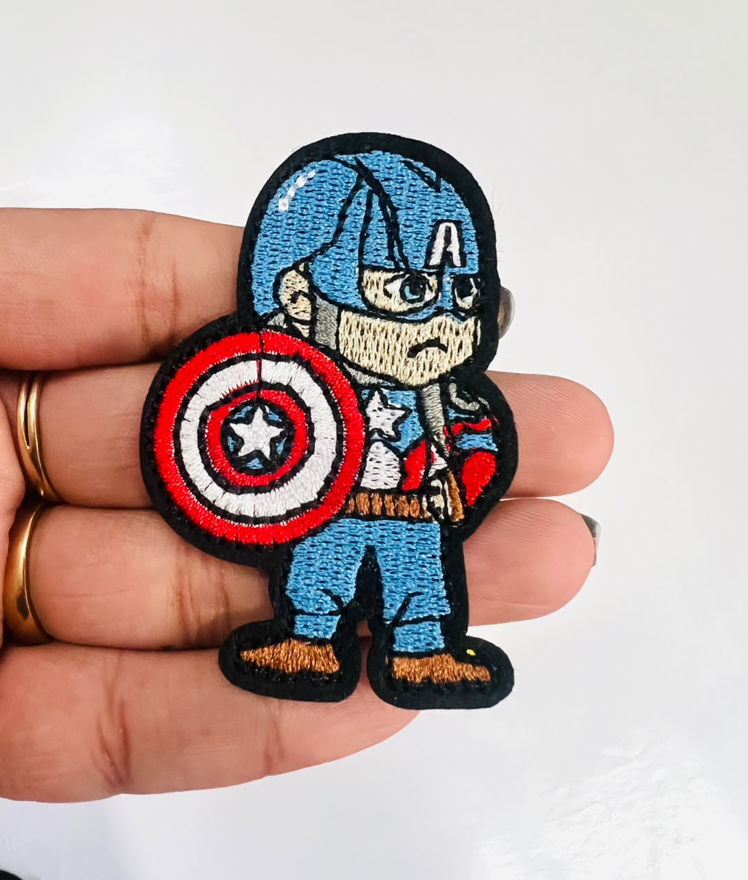 DIY HOK Cartoon Gold Chenille Embroidery Patch Varsity Iron on Sew on Decorative Repair Applique Patches with Gold Border for Clothing Bags DIY Art & Craft