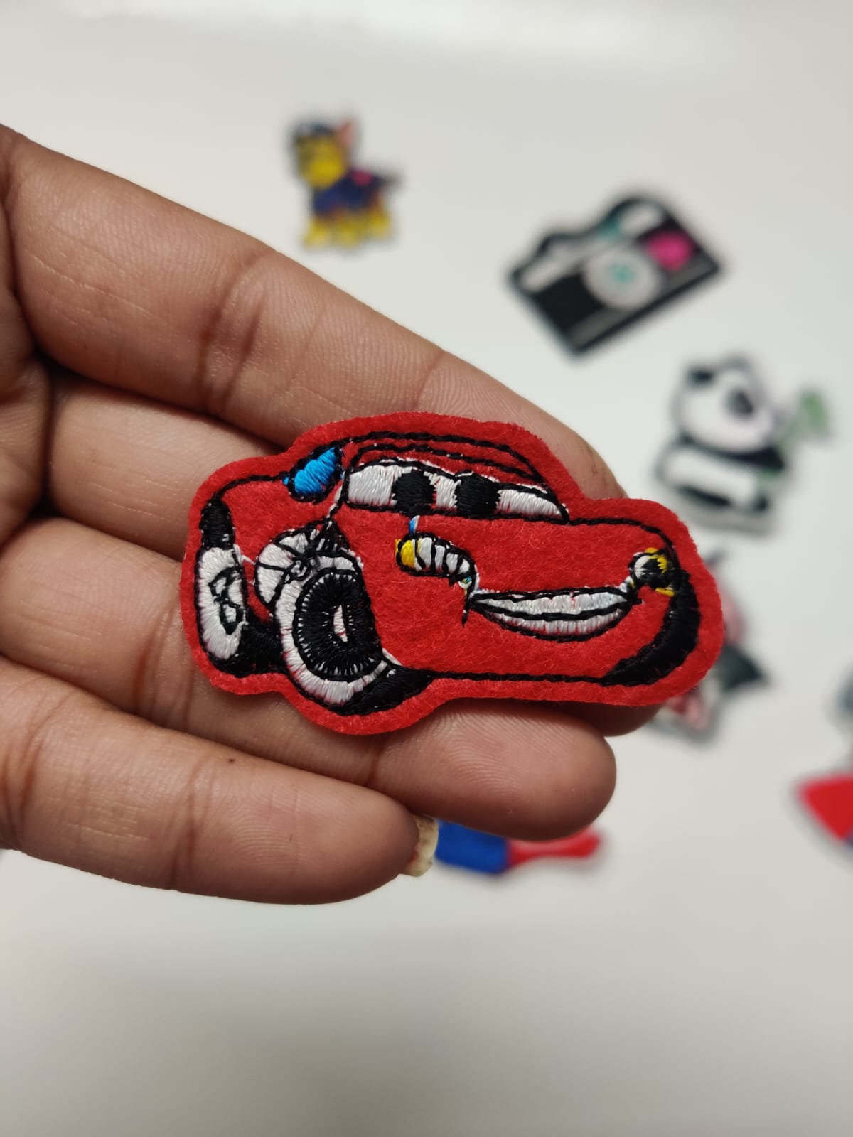 DIY HOK Cartoon Gold Chenille Embroidery Patch Varsity Iron on Sew on Decorative Repair Applique Patches with Gold Border for Clothing Bags DIY Art & Craft