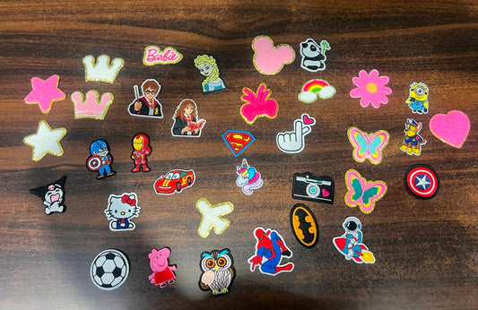DIY HOK Cartoon Gold Chenille Embroidery Patch Varsity Iron on Sew on Decorative Repair Applique Patches with Gold Border for Clothing Bags DIY Art & Craft