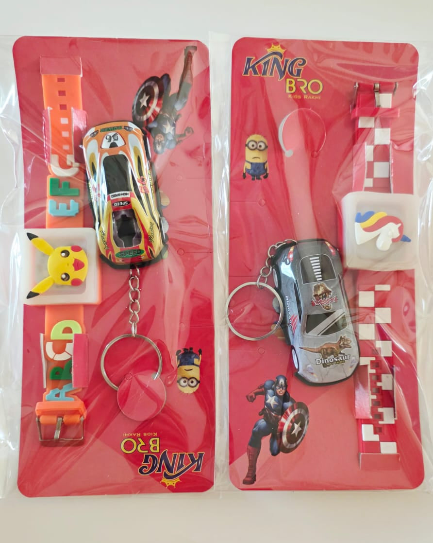 Light Rakhi bands with car keychain - single pack