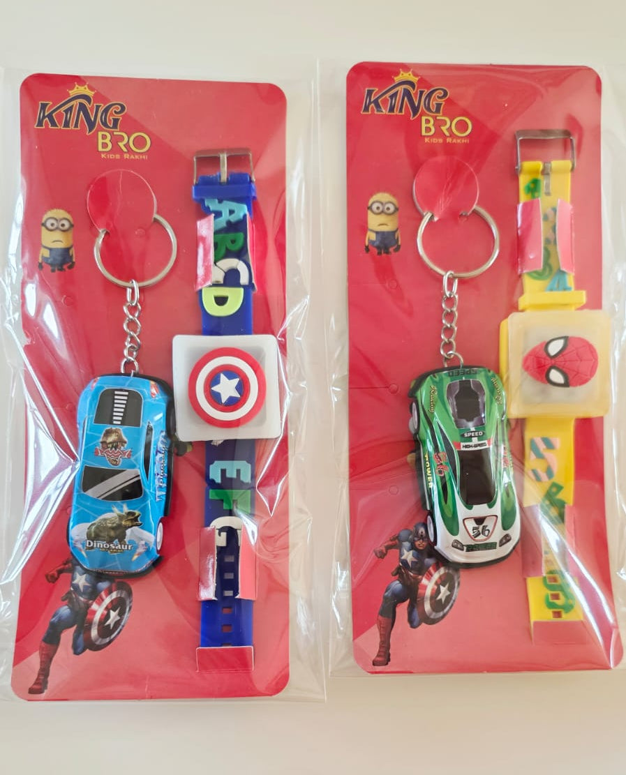 Light Rakhi bands with car keychain - single pack
