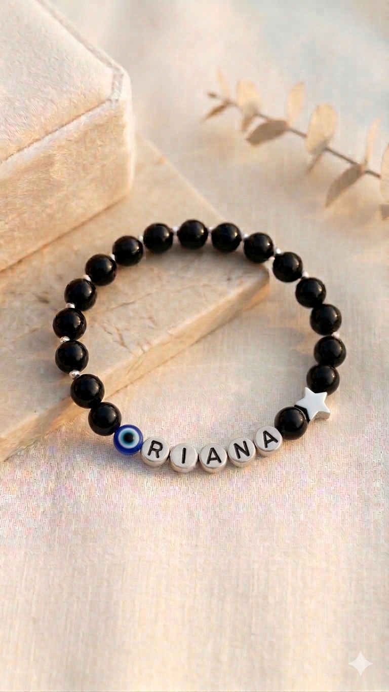 HOK Expertly Designed Unique Personalised Name Bracelet - Trending Nazariya Bracelet for all age groups - Enter Name, Charms in Textbox below Size Selection for Personalisation!