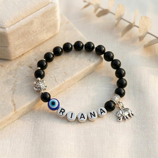 HOK Expertly Designed Unique Personalised Name Bracelet - Trending Nazariya Bracelet for all age groups - Enter Name, Charms in Textbox below Size Selection for Personalisation!