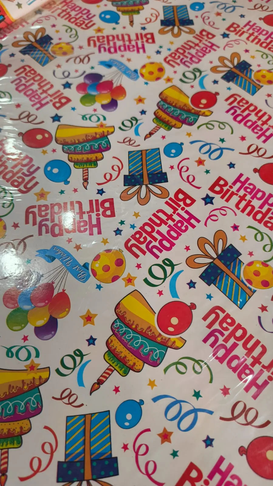 Colorful 'Happy Birthday' stickers on a white background