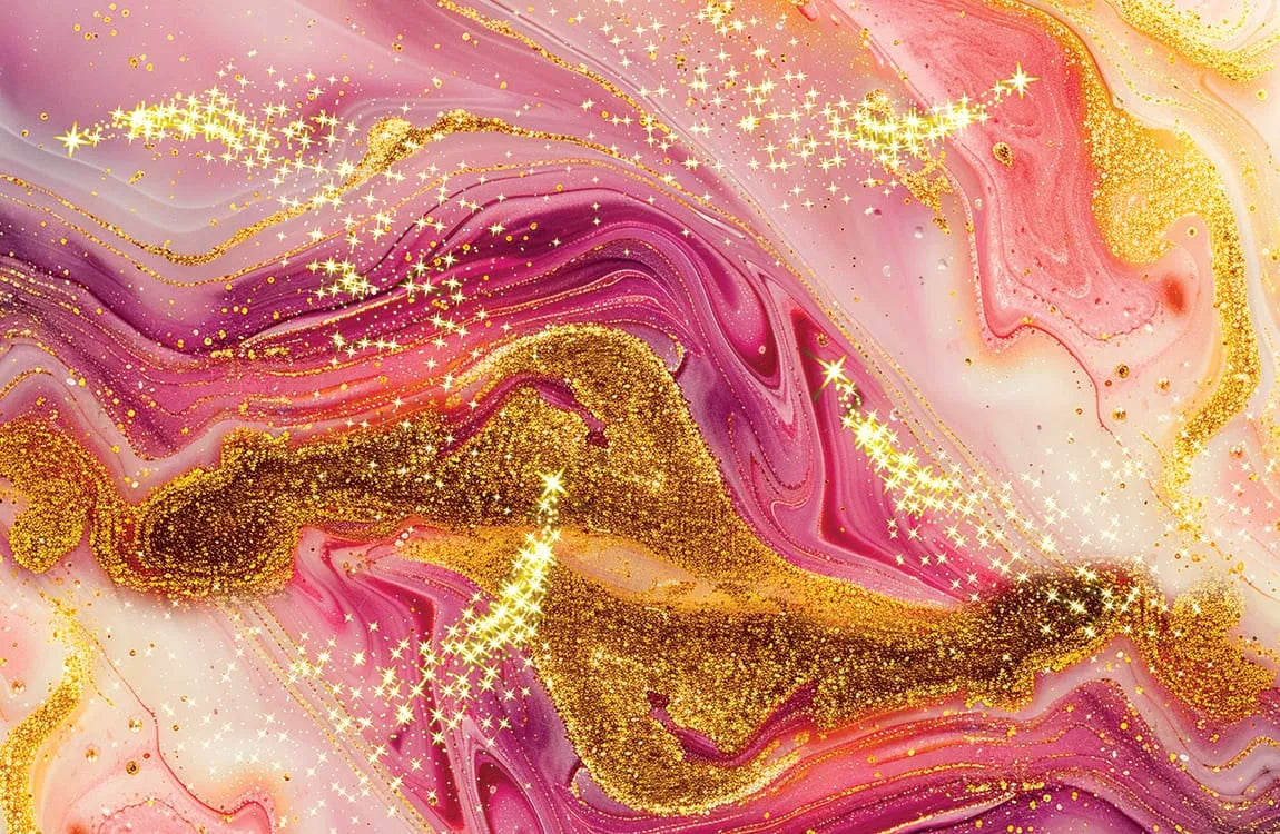 Marbled design with gold and pink colors