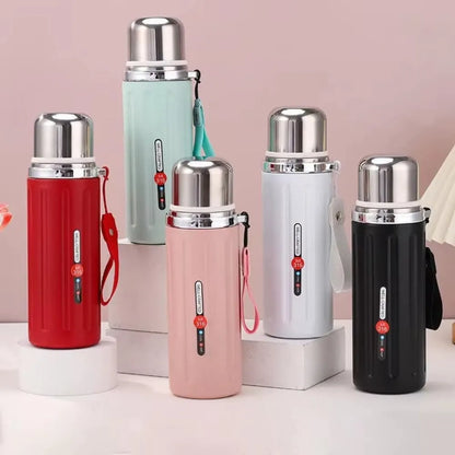 Double-Wall Vacuum Insulated Stainless Steel Thermos Flask Cum Water Bottle
