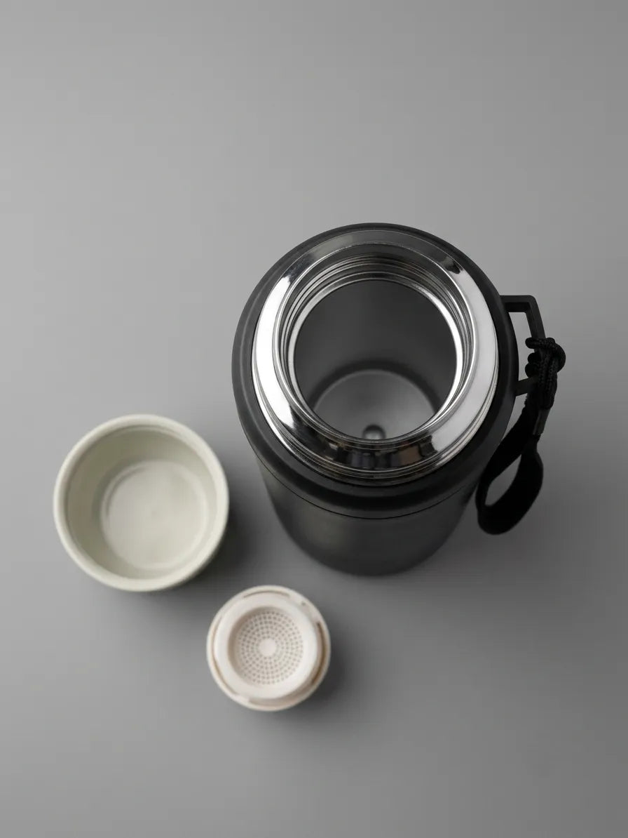 Double-Wall Vacuum Insulated Stainless Steel Thermos Flask Cum Water Bottle