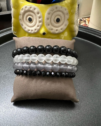 Grey Black Stack Bracelet - Set of 4